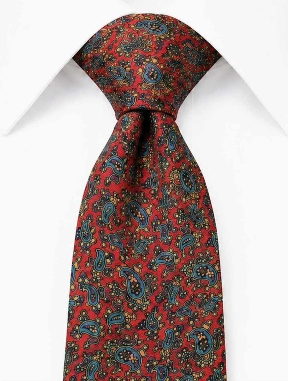 Vintage Givenchy Monsieur Silk Tie Burgundy Blue Paisley Foulard Italy 55 x 3.5